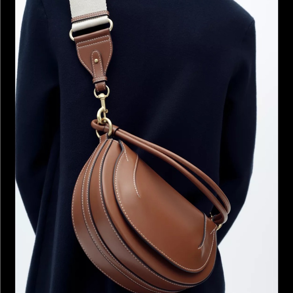 Zara Elegant Brown Leather Shoulder Bag
